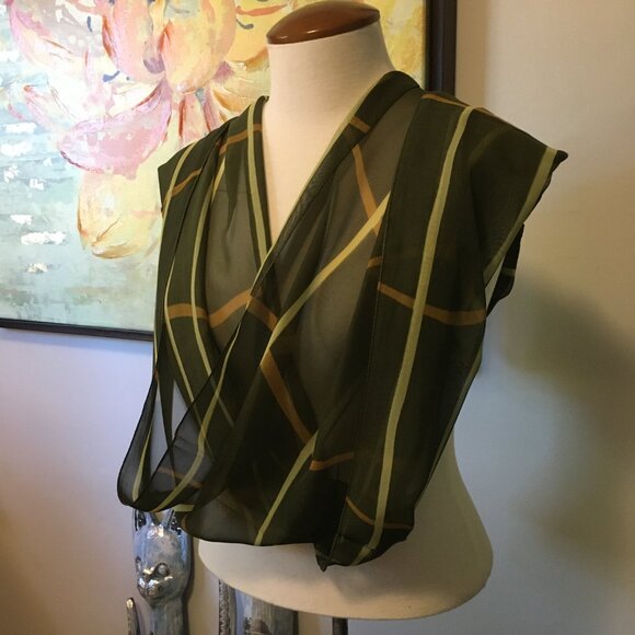Plaid Infinity Scarf in Mustard, Olive and Pear - Picture 5 of 11